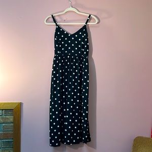 Black and white polka dot spaghetti strap dress